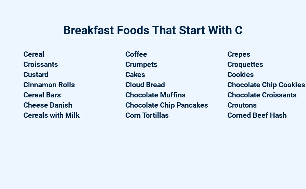 breakfast foods that start with c