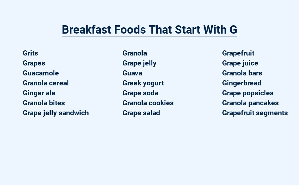 breakfast foods that start with g