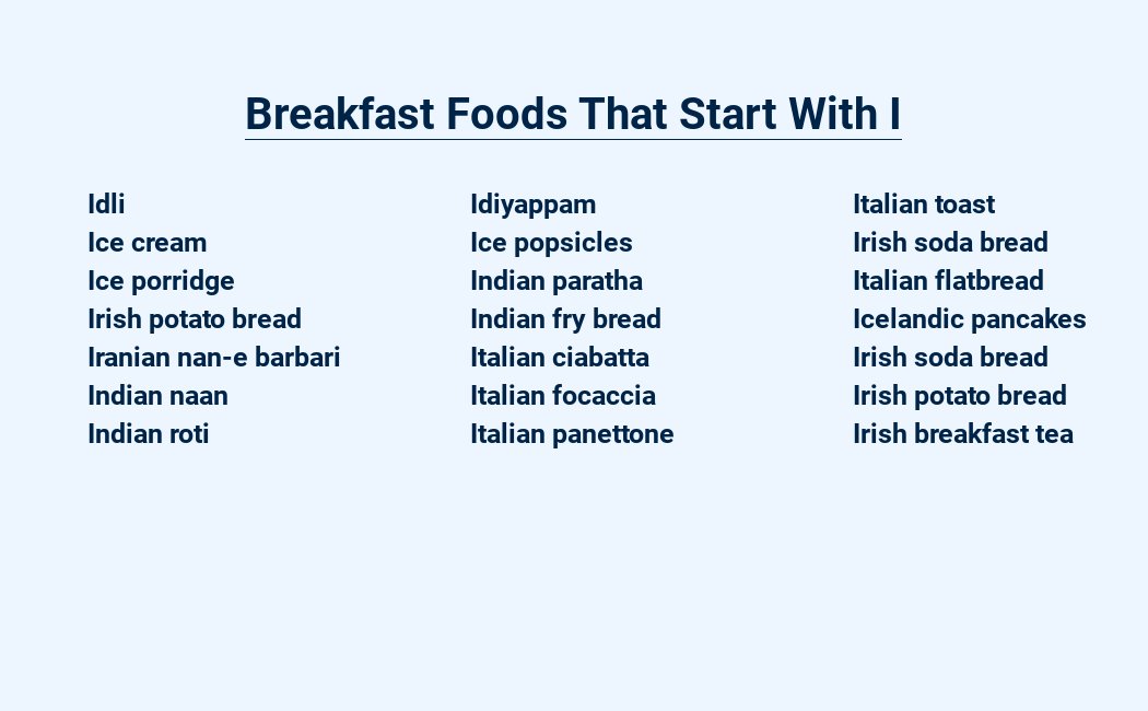 breakfast foods that start with i