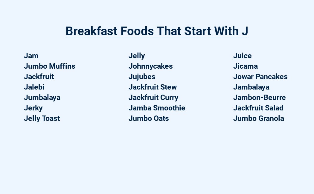 breakfast foods that start with j