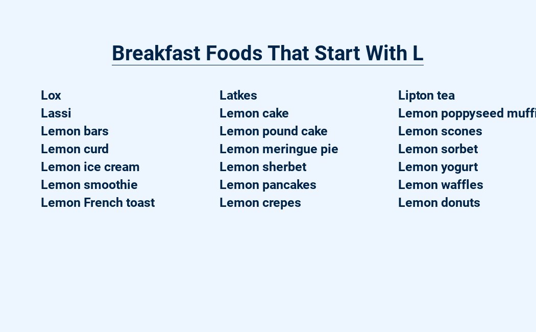 breakfast foods that start with l