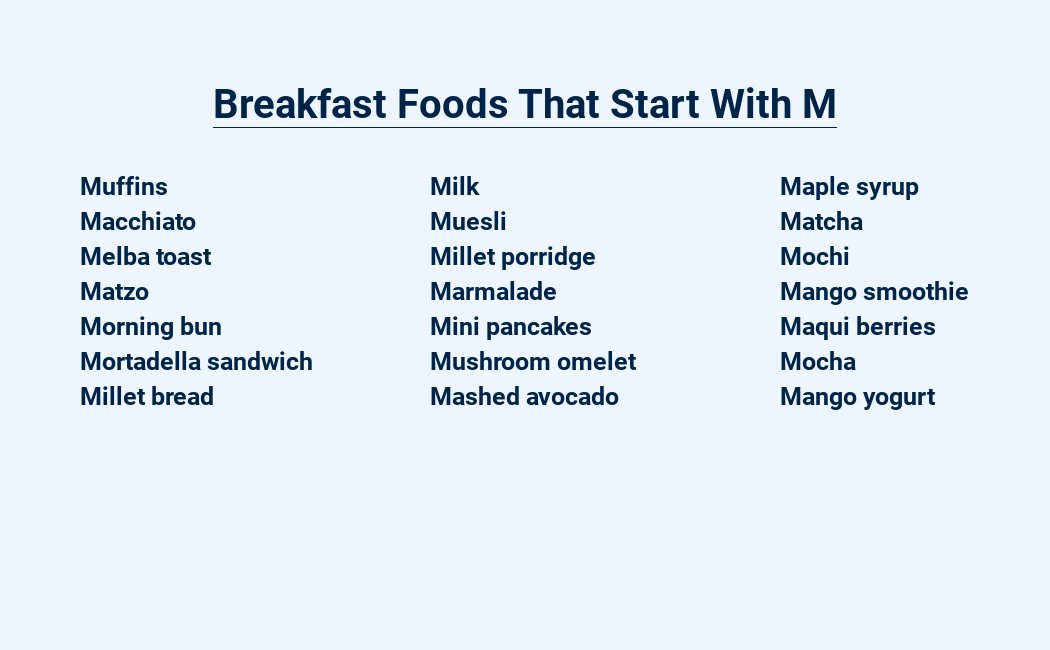 breakfast foods that start with m