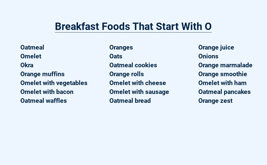 breakfast foods that start with o