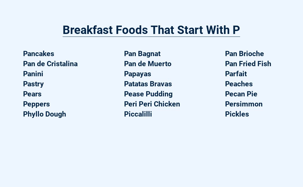 breakfast foods that start with p