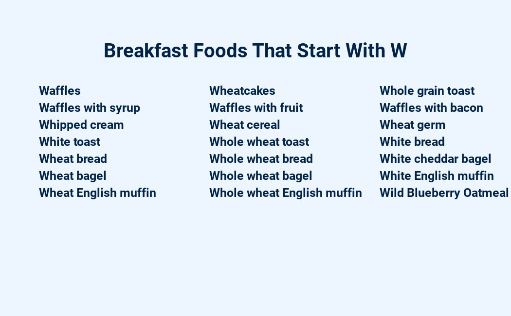 breakfast foods that start with w