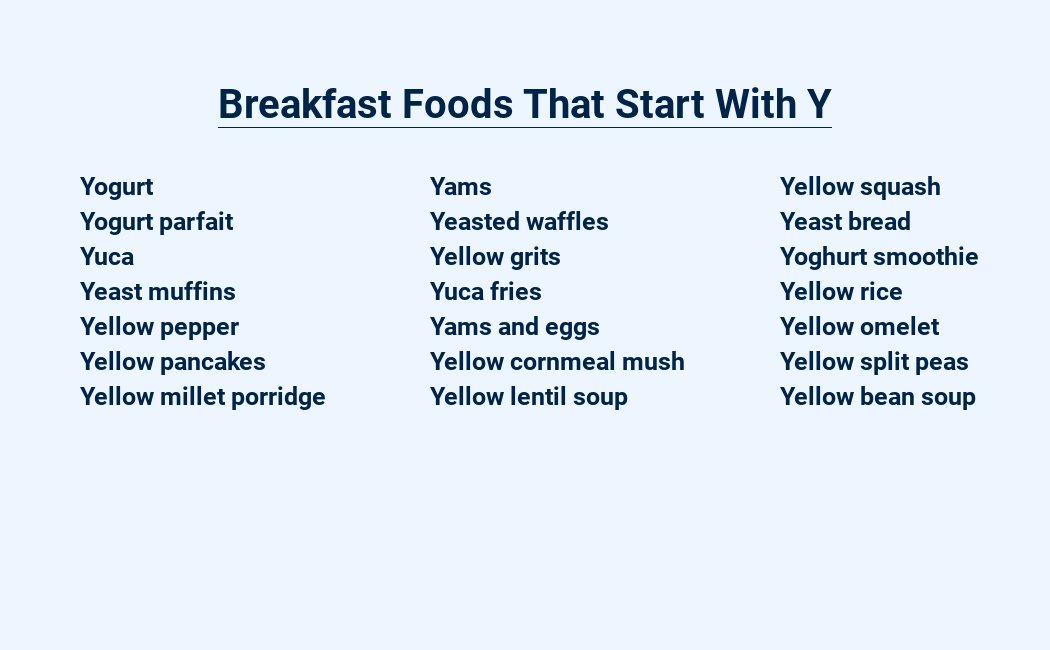 breakfast foods that start with y