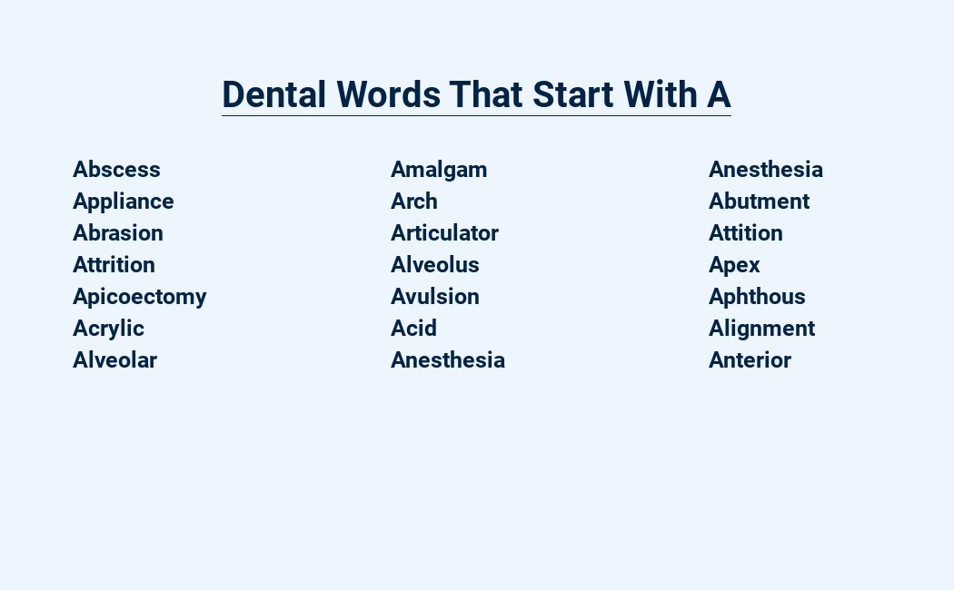 dental words that start with a