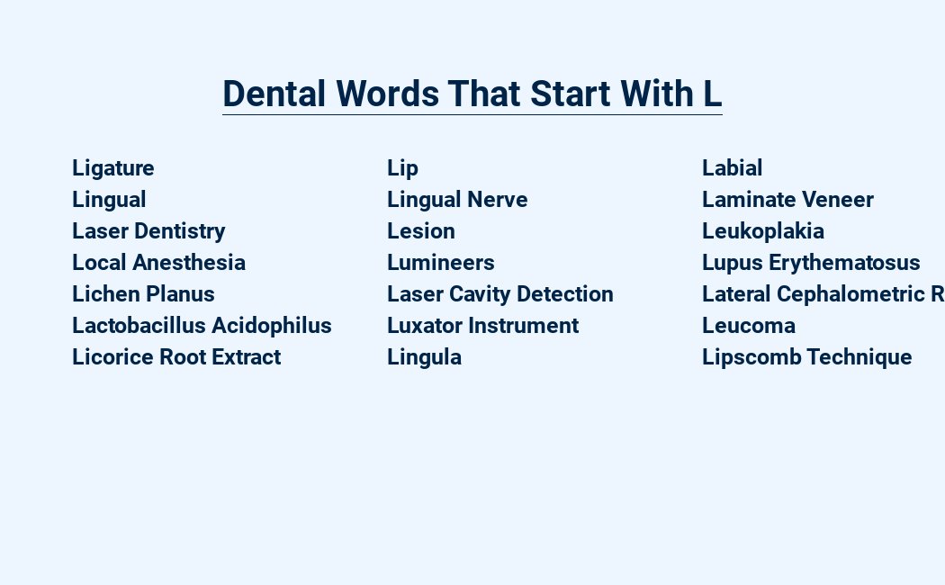 dental words that start with l