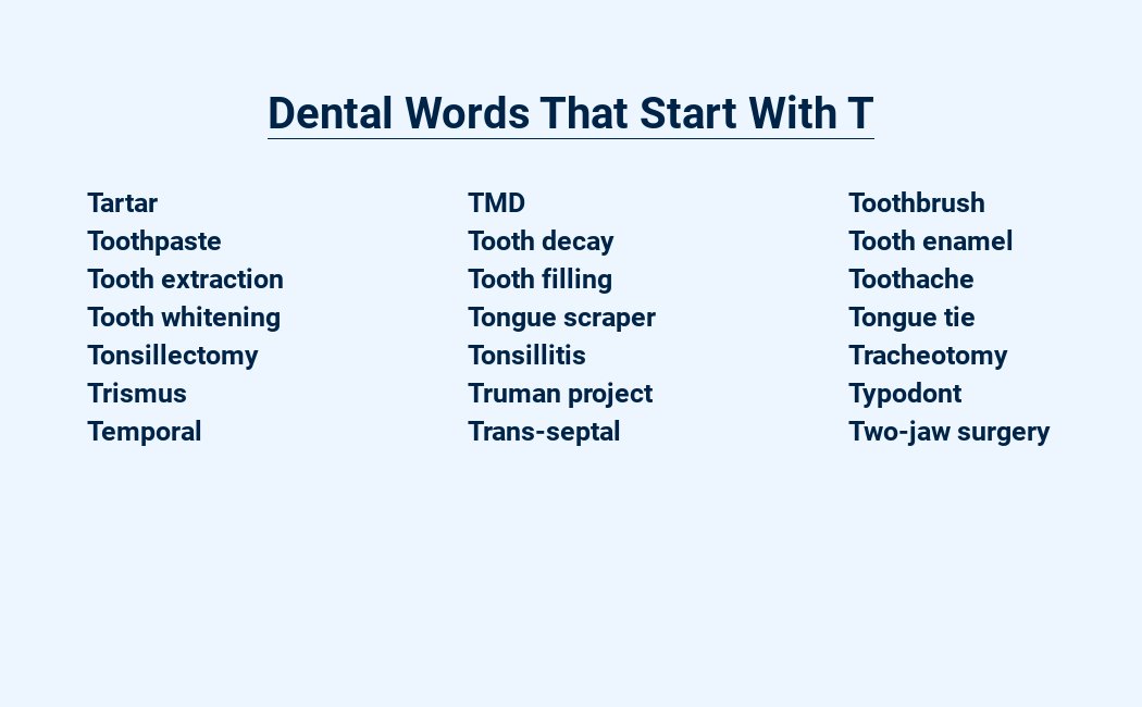 dental words that start with t