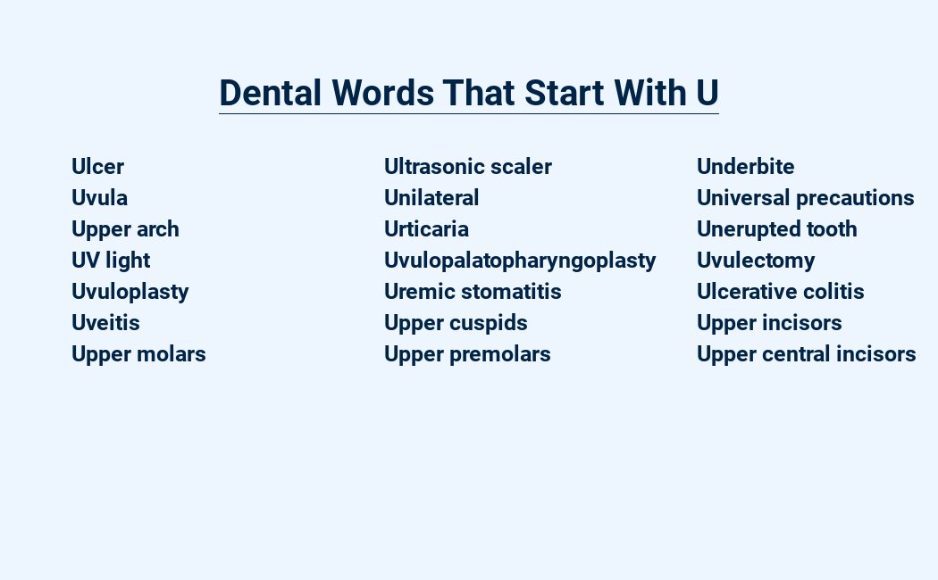 dental words that start with u