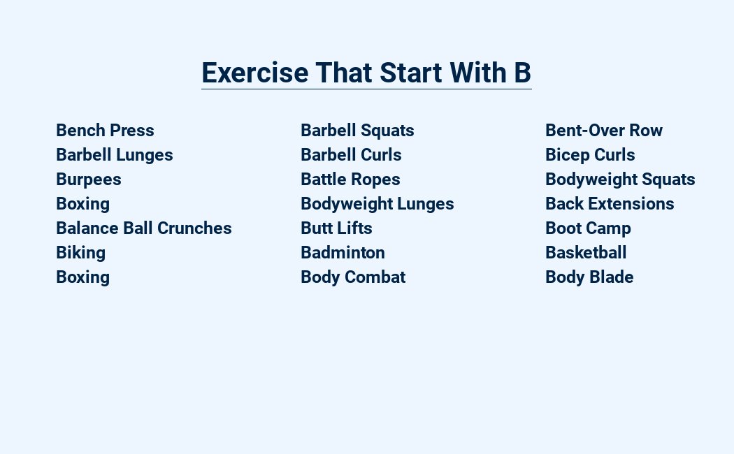 exercise that start with b