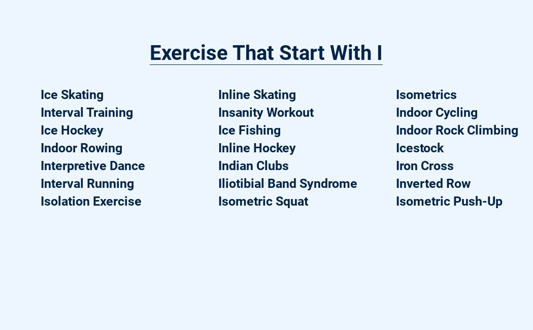 exercise that start with i