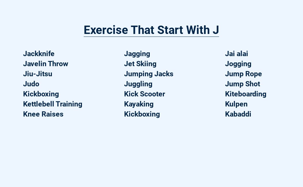 exercise that start with j