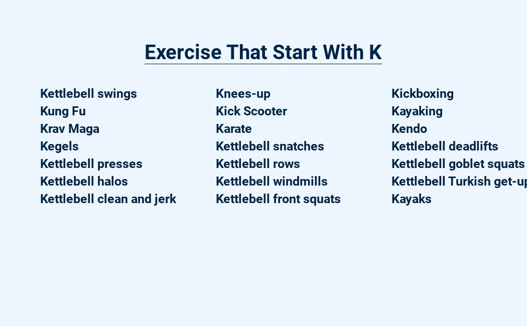 exercise that start with k