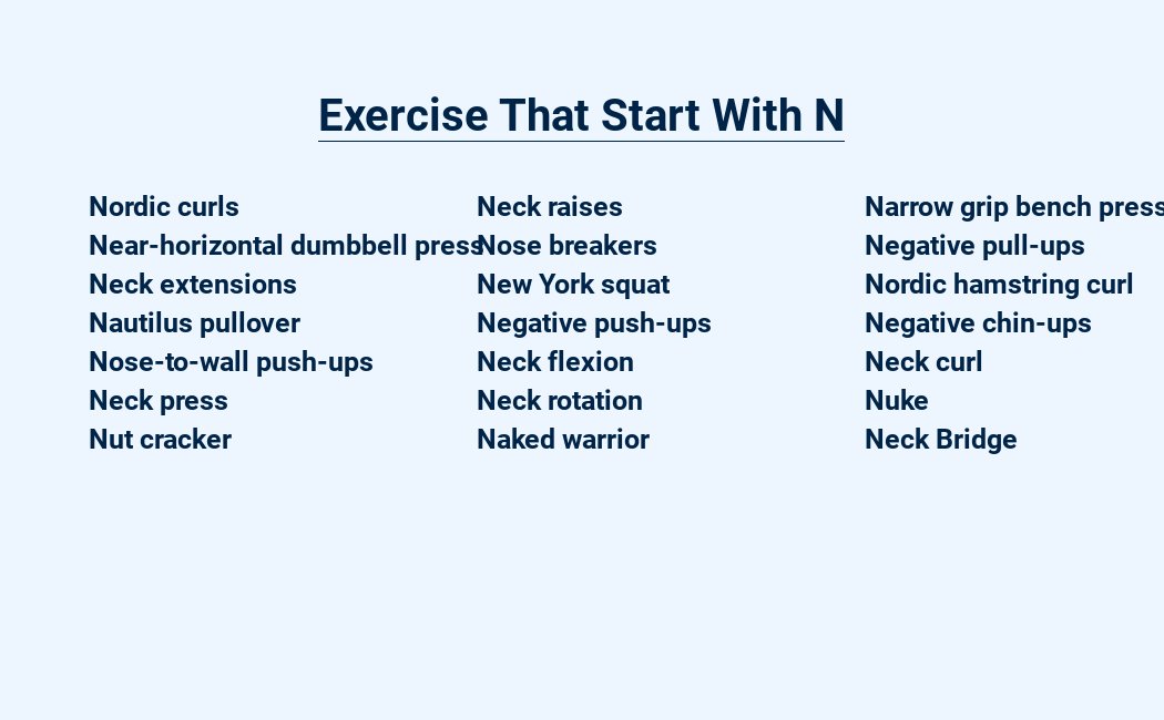 exercise that start with n