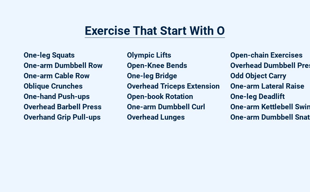 exercise that start with o