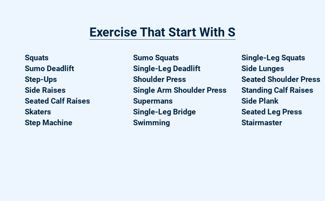 exercise that start with s