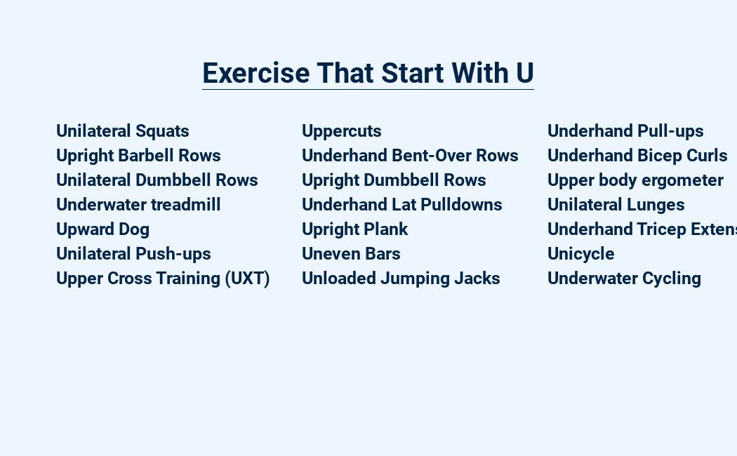 exercise that start with u