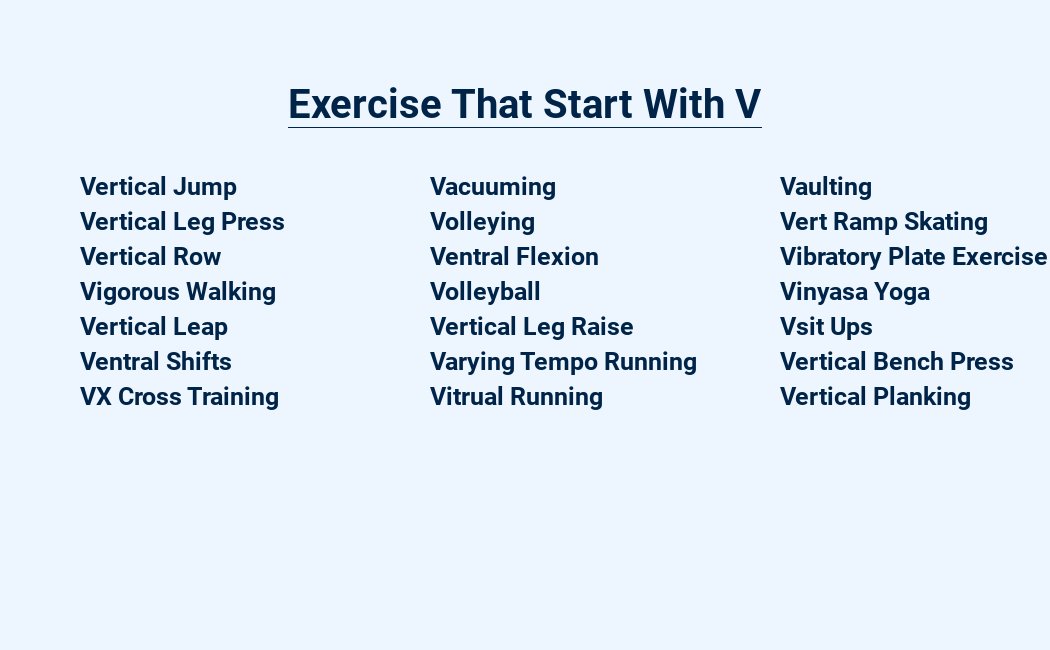 exercise that start with v