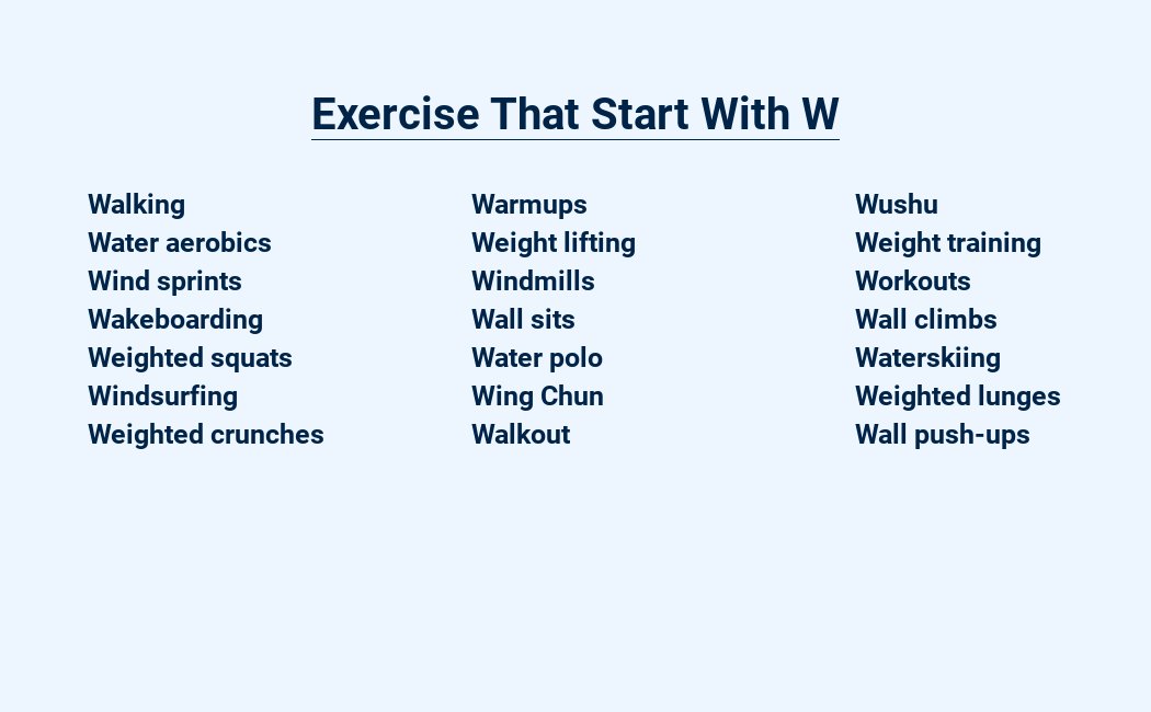 exercise that start with w