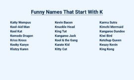 Funny Names That Start With K – A Comic Collection