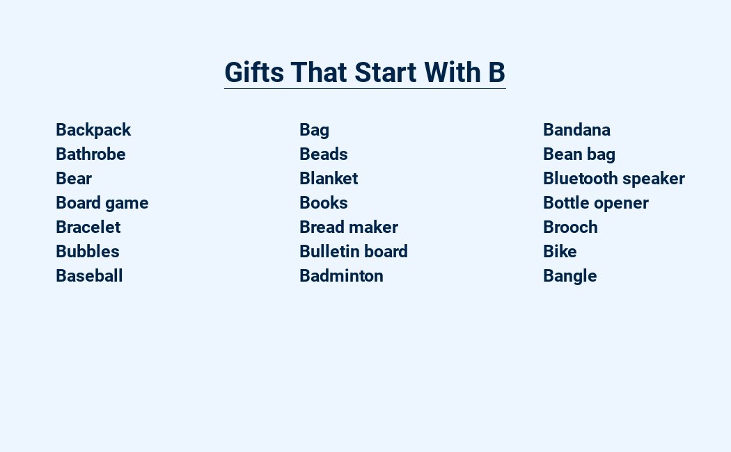 gifts that start with b