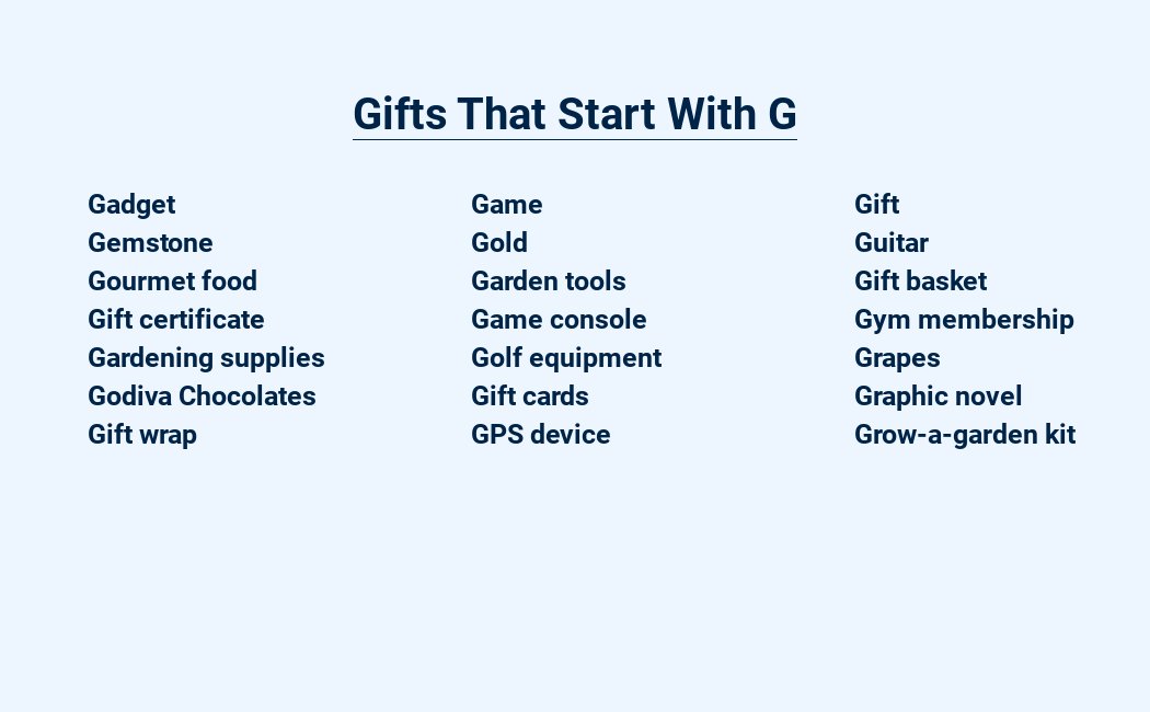 gifts that start with g