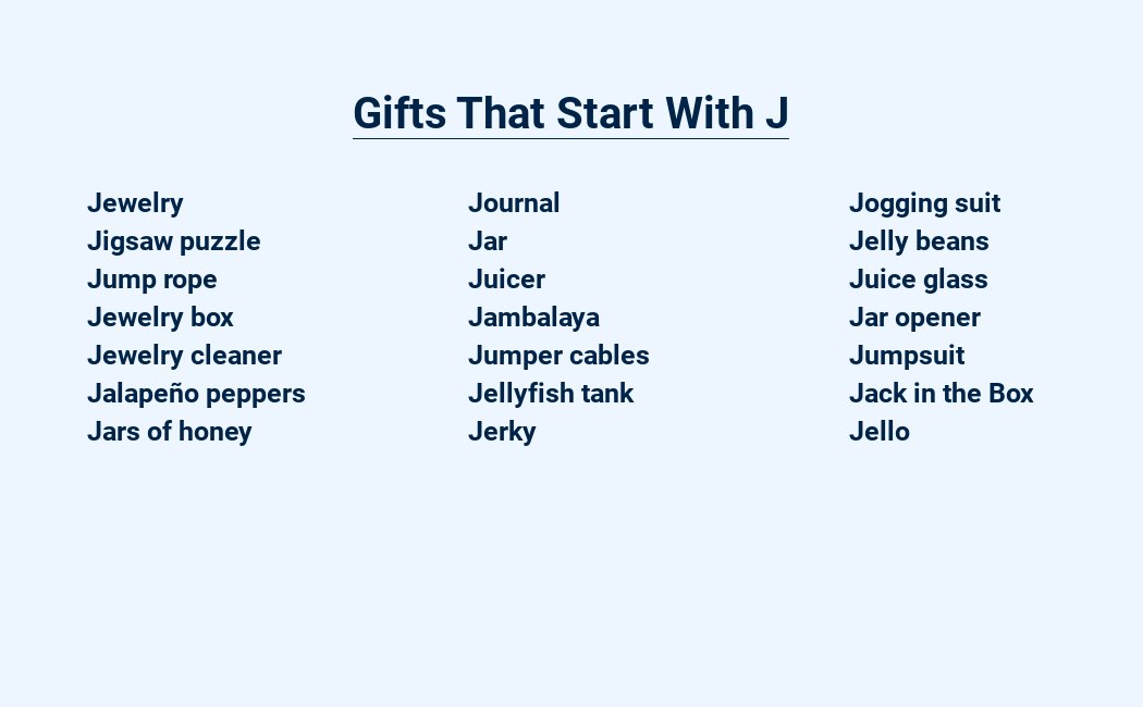 gifts that start with j