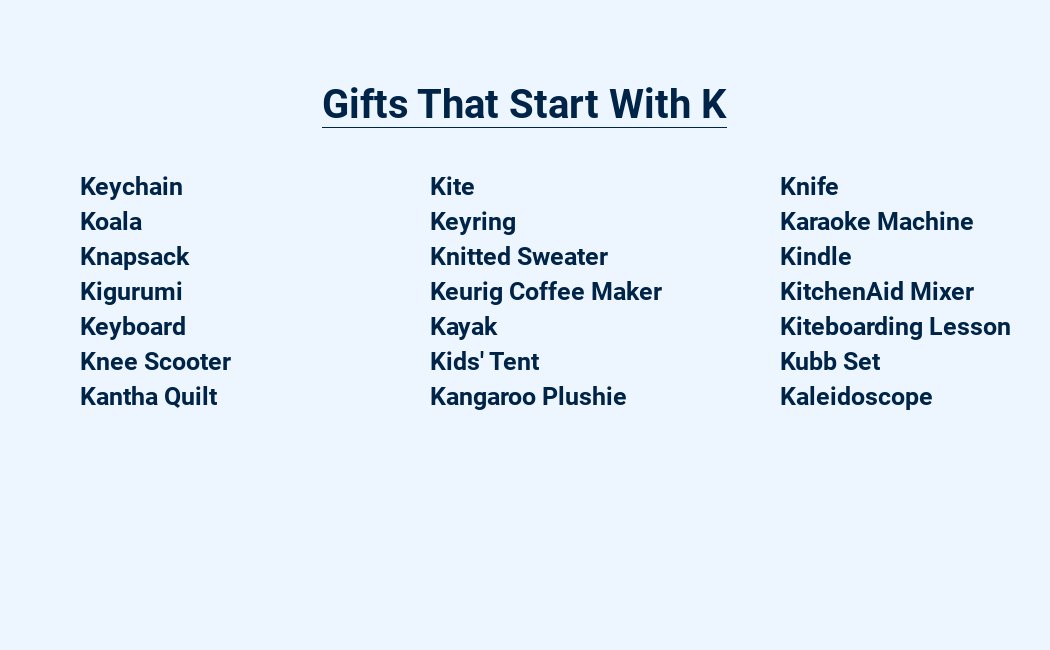 gifts that start with k