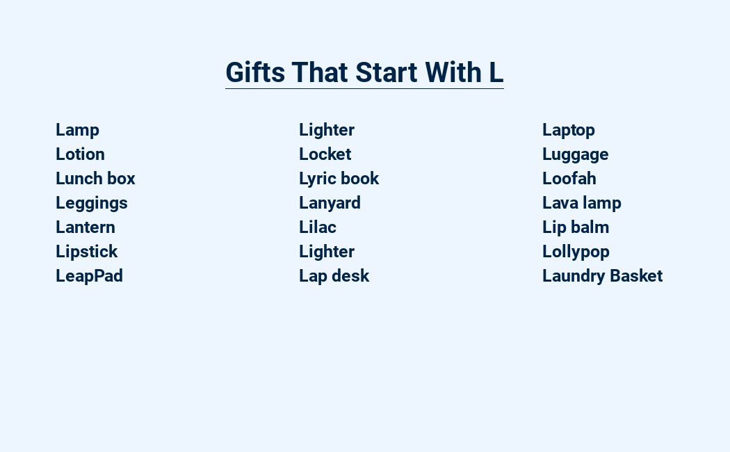 gifts that start with l