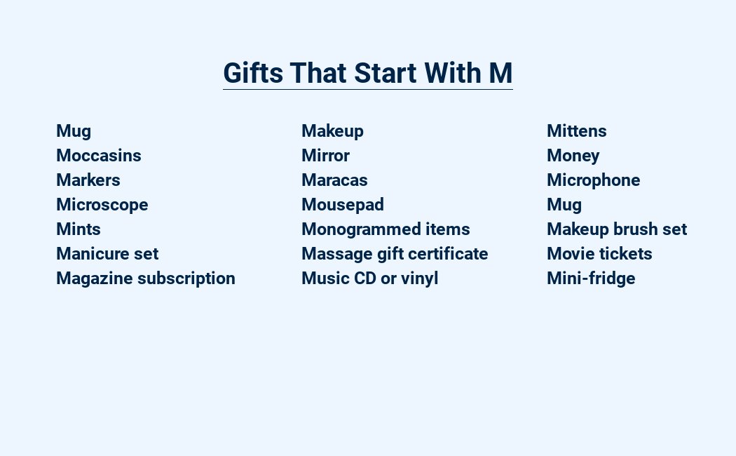 gifts that start with m