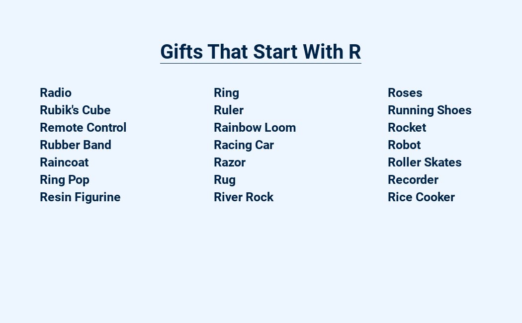 gifts that start with r