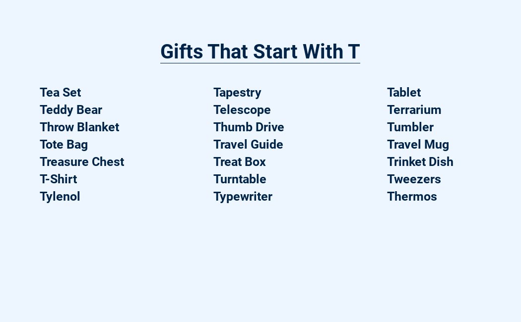 gifts that start with t