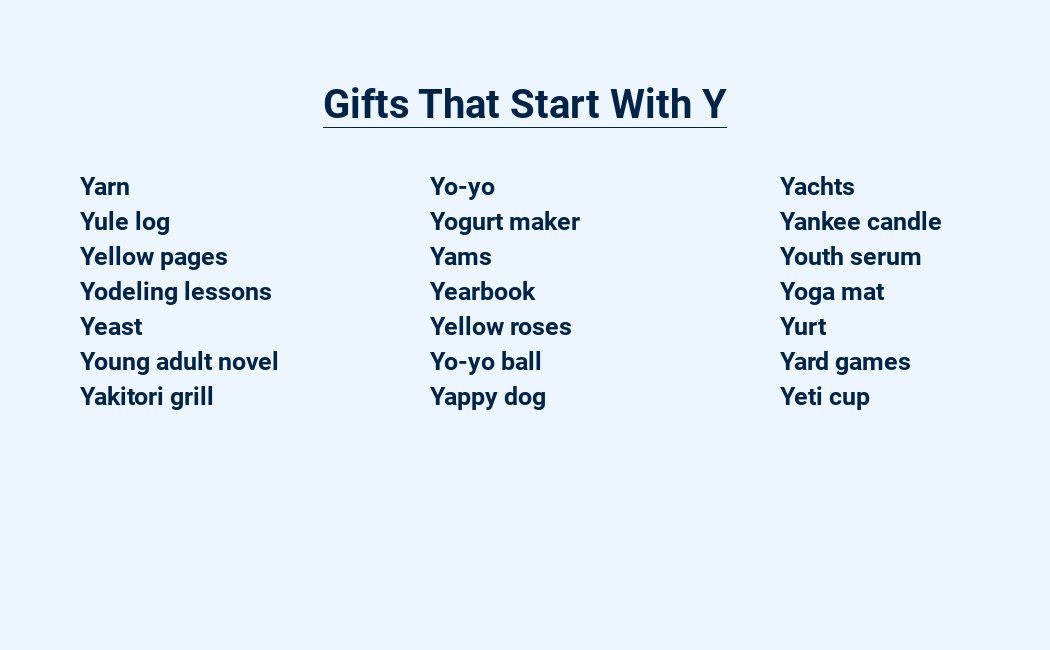gifts that start with y