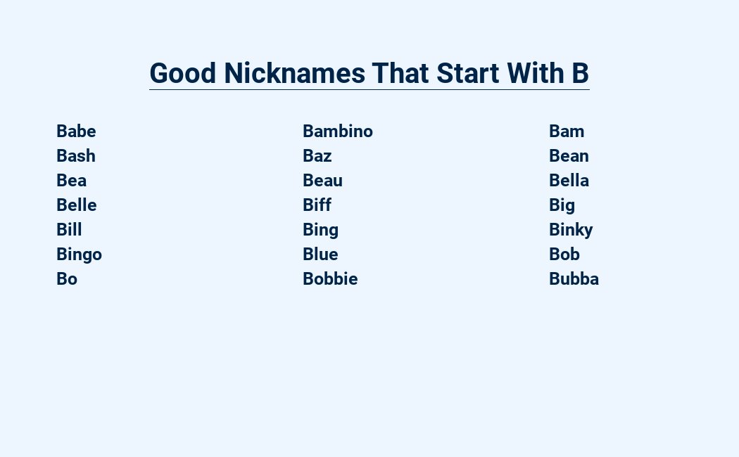 good nicknames that start with b