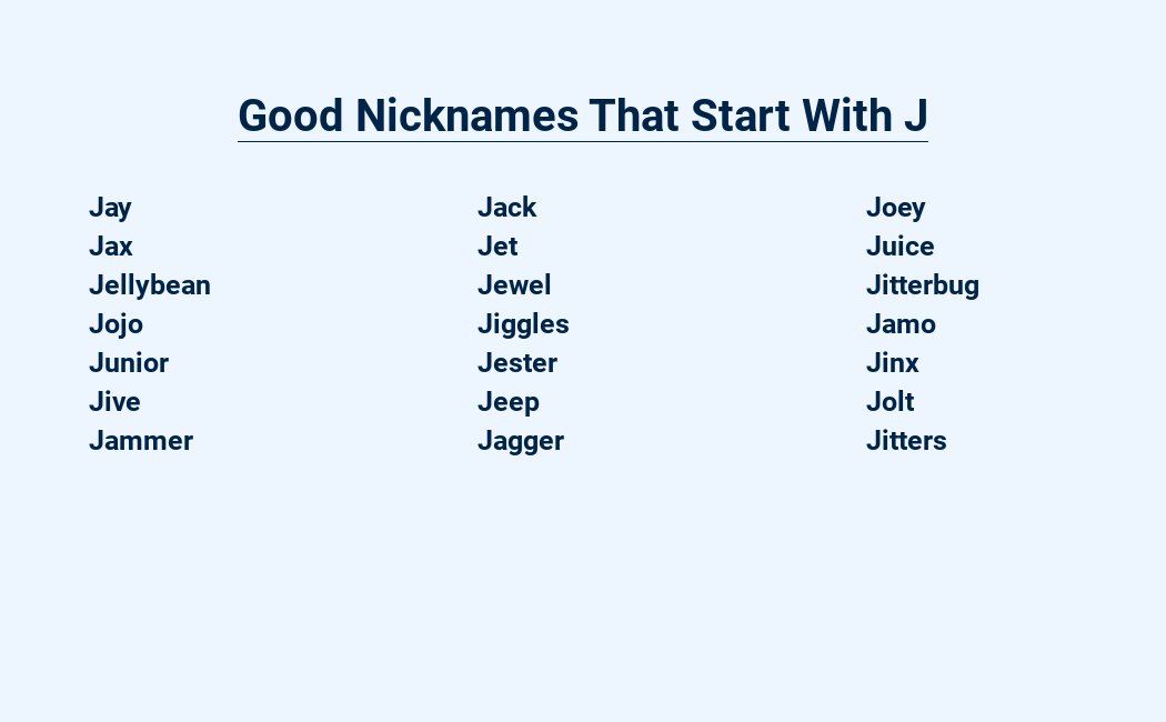 good nicknames that start with j