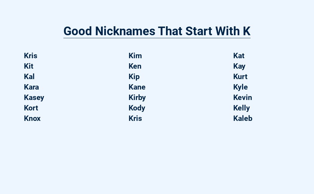 good nicknames that start with k