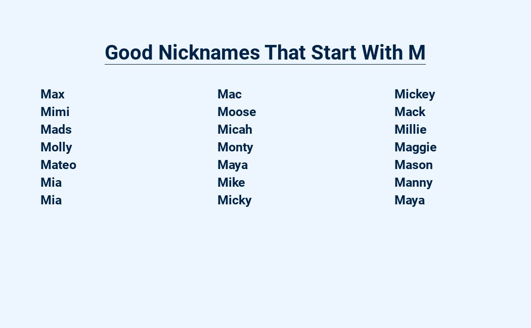 good nicknames that start with m