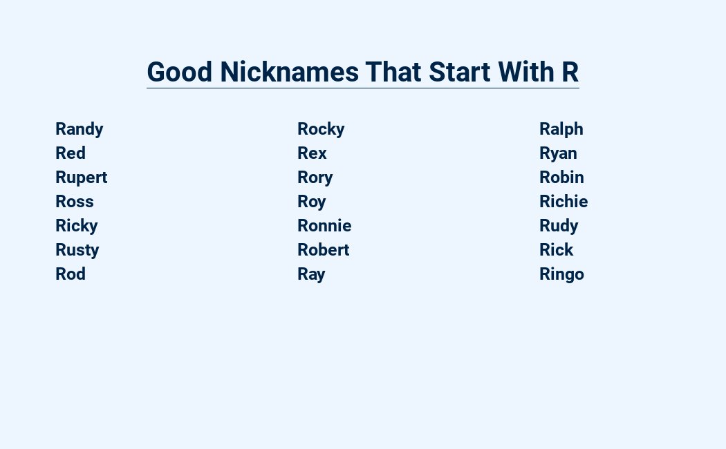 good nicknames that start with r