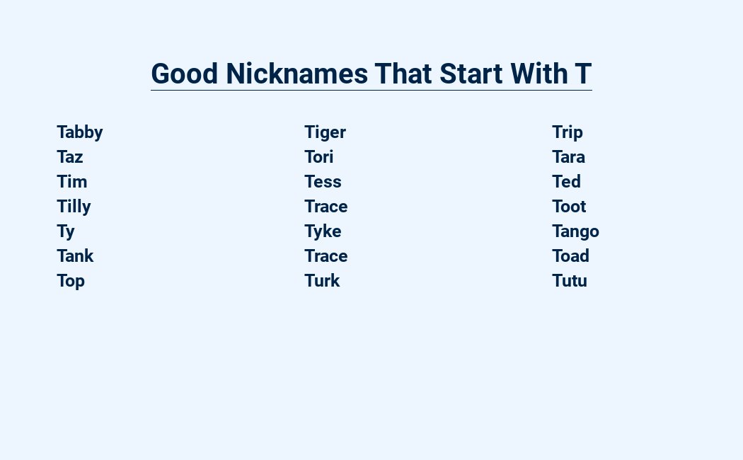 good nicknames that start with t