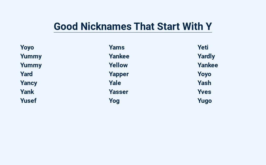 good nicknames that start with y