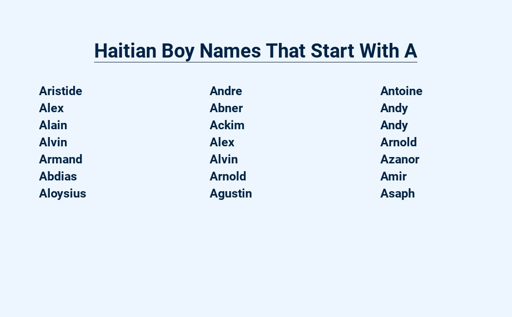 haitian boy names that start with a