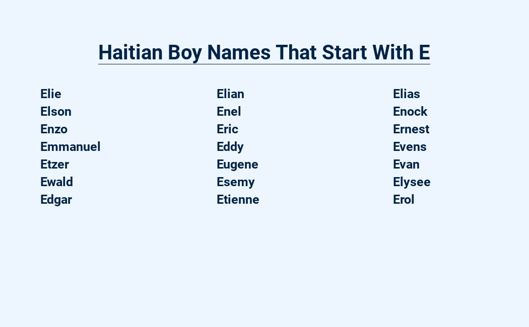 haitian boy names that start with e