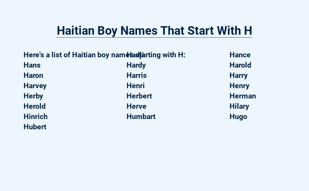 haitian boy names that start with h