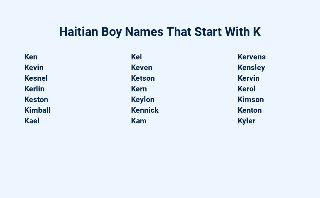 haitian boy names that start with k