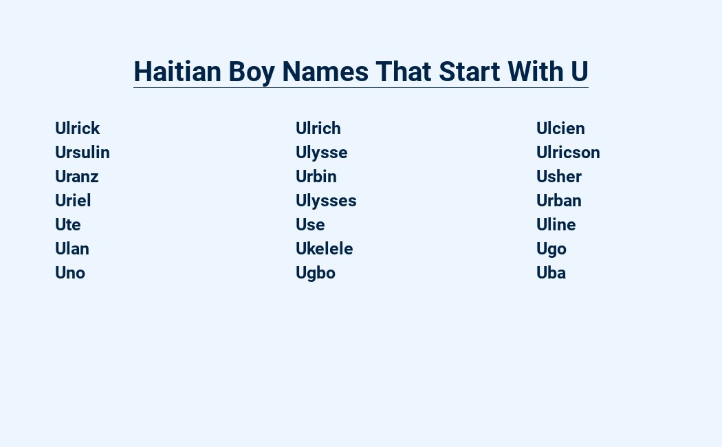 haitian boy names that start with u