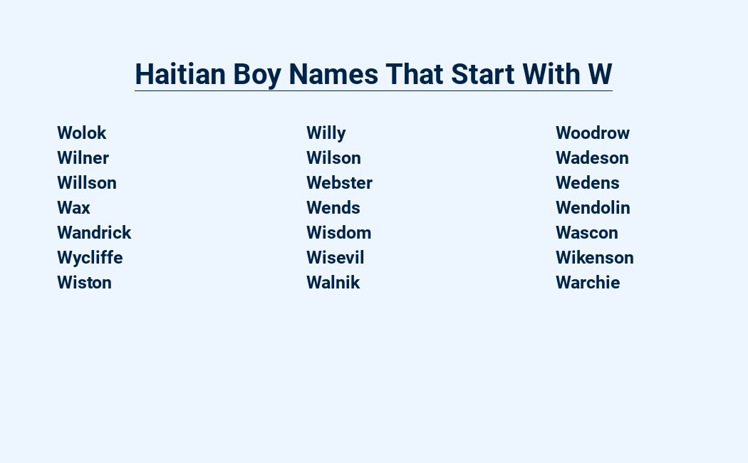 haitian boy names that start with w