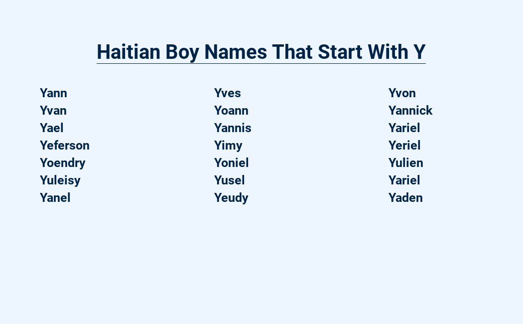 haitian boy names that start with y
