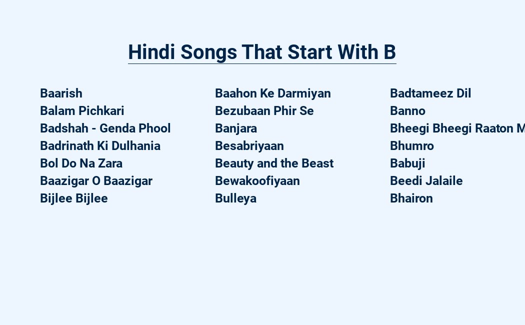 hindi songs that start with b