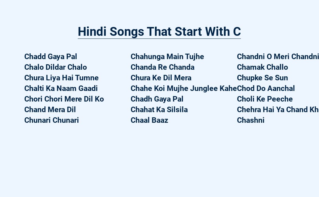 hindi songs that start with c